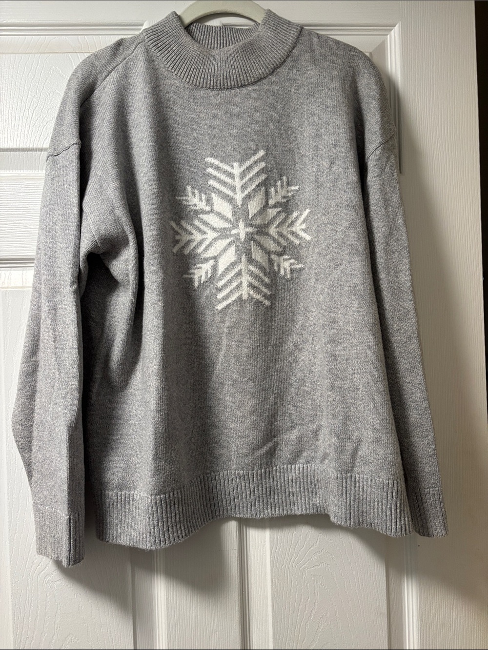 Talbots Gray Sweater with White Snowflake Turtleneck